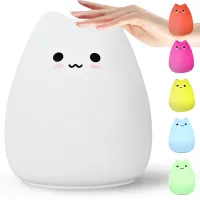 Lampka nocna LED RGB w kształcie kota z dotykowym silikonem dla dzieci wielokolorowa