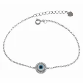 DELIKATNA RODOWANA SREBRNA BRANSOLETKA KÓŁKO KÓŁECZKO OKO PROROKA CYRKONIE