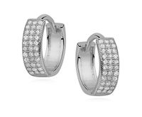 Eleganckie rodowane srebrne kolczyki kółka z cyrkoniami srebro 925 Z0970