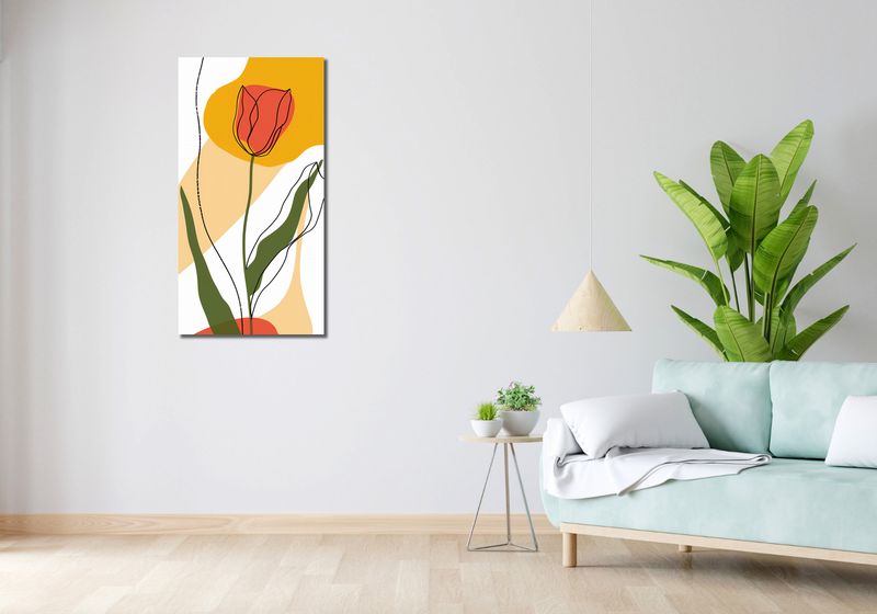 Obraz 50x100cm Przerysowany Tulipan zdjęcie 2