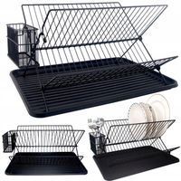 OCIEKACZ SUSZARKA DO NACZYŃ DWUPOZIOMOWA CZARNA POJEMNA LOFT