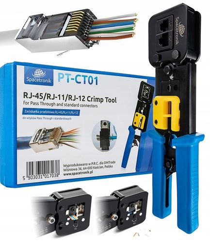 Zaciskarka RJ45 Przelotowa Złącz Wtyków RJ-45 Zaciskacz Złączek RJ 45 11 12 na Arena.pl