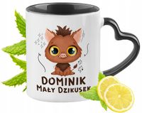 Kubek Czarny Z Uszkiem W Kształcie Serca Dla Dominika Idealny Na Prezent