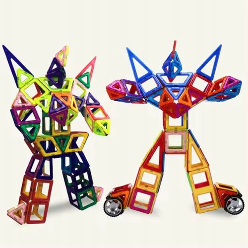 Klocki magnetyczne PANELE KONSTRUKCYJNE edukacyjne kolorowe 3D zestaw 128el na Arena.pl