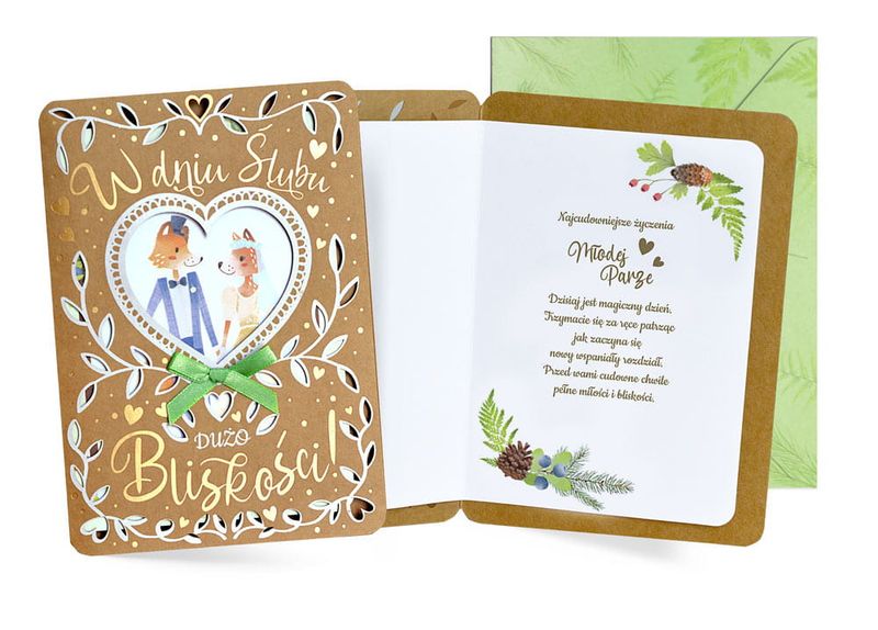 Karnet Ślub z liskami zdjęcie 1