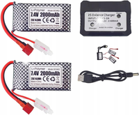 2 szt. Baterie LiPo 7.4 V 2000 mAh wtyczka T do modeli RC 9200, 9200E, 200E