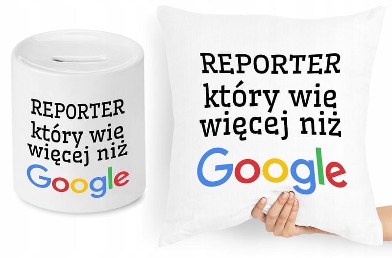 Dla Dziennikarza Zestaw Poduszka + Skarbonka Z Nadrukiem Ze Zdjęciem zdjęcie 1