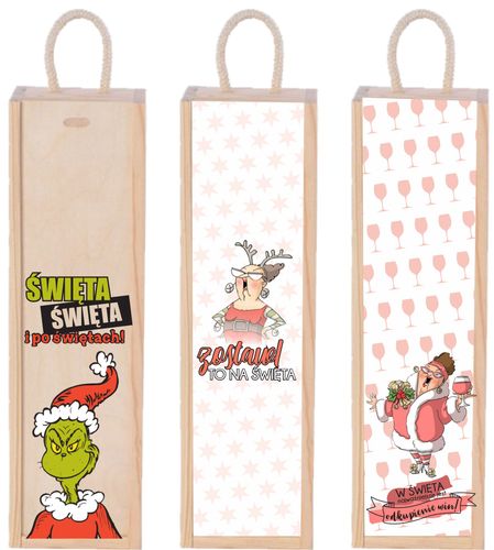 SKRZYNKA NA WINO prezent Mikołajki Święta nadruk na Arena.pl