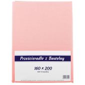 Prześcieradło bawełniane bez gumki 160x200 noris łososiowe