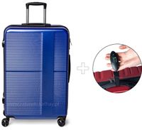 Duża walizka podróżna granat ABS+PC zamek szyfrowy + waga bagażowa gratis