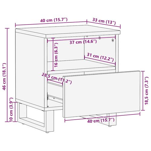 Szafka Nocna Brązowy 40 x 33 x 46 cm lite drewno mango na Arena.pl