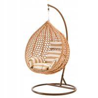 Piękny Fotel wiszący wolnostojący kokon beżowy 110 cm 130 kg