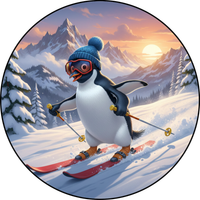 Opłatek na tort Urodziny Pingwin Zjazd Tupot Małych Stóp