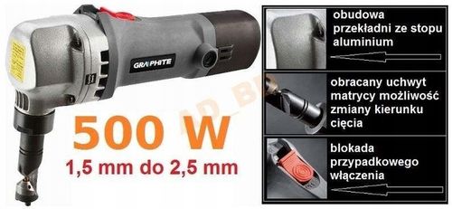 Nożyce do blachy 500W, walizka GRAPHITE 59G401 na Arena.pl