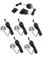Zestaw podświetlenie mebli 5 x oprawa LED Iris 12V DC biała ciepła