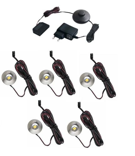 Zestaw podświetlenie mebli 5 x oprawa LED Iris 12V DC biała ciepła na Arena.pl