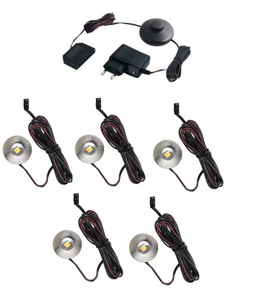 Zestaw podświetlenie mebli 5 x oprawa LED Iris 12V DC biała ciepła zdjęcie 1