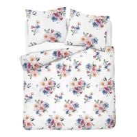 Pościel flanelowa 160x200cm. Flanela bawełniana gruba - kwiaty na białym