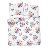 Pościel flanelowa 160x200cm. Flanela bawełniana gruba - kwiaty na białym