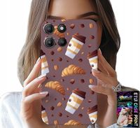 ETUI DO MOTOROLA MOTO G15 - CASE Z KAWĄ ROGALIKAMI I ZIARNAMI W TLE