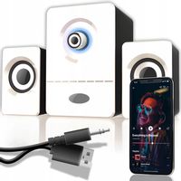 GŁOŚNIKI KOMPUTEROWE LAPTOP PC TV 2.1 PODŚWIETLENIE LED USB 5W SUBWOOFER