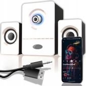 GŁOŚNIKI KOMPUTEROWE LAPTOP PC TV 2.1 PODŚWIETLENIE LED USB 5W SUBWOOFER
