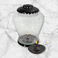 Duży czarny znicz wazon przezroczyste szkło znicz artystyczny ze świecą