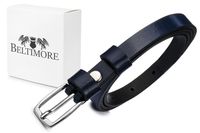 Beltimore skórzany damski pasek granatowy wąski U49