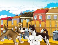 FOTOTAPETA dziecięca PSIE MIASTECZKO PIESKI PSY