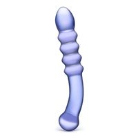 fioletowe żebrowane szklane dildo purple rain ribbed s dildo glas