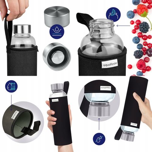 Szklana butelka AquaFloow z etui 700ml bidon szklany na wodę napoje na Arena.pl