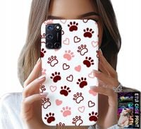 ETUI DO OPPO A52 - PSIE ŁAPKI NA BIAŁYM TLE, PIES, KOT, MIŚ