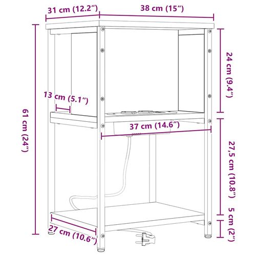 Szafka Nocna Czarny dąb 38 x 31 x 61 cm Materiał drewnopochodny na Arena.pl