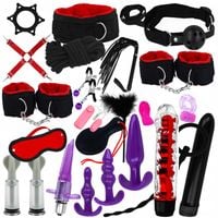 Największy Zestaw BDSM 28 Elementów Kajdanki Akcesoria Sex Gadżety Mix