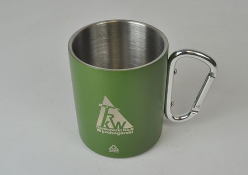 Kubek aluminiowy z karabińczykiem, logo, grawer 250ml 50szt. zielony na Arena.pl
