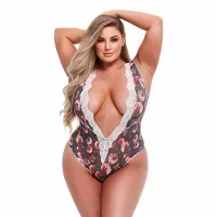 baci body floral teddy grey koronkowy queen size