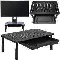 PODSTAWKA POD MONITOR LAPTOPA METALOWA PODSTAWA PÓŁKA Z SZUFLADĄ REGULOWANA