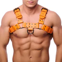 red leather bulldog skorzana uprząż s/m pomarańczowa - regulowana