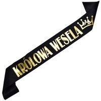 Królowa Wesela - czarna szarfa ze złotym nadrukiem