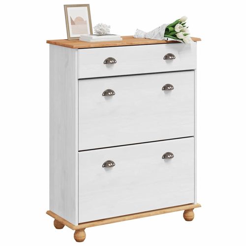 Szafka na buty ASKIM Biały 85 x 35 x 108 cm Lite drewno sosnowe na Arena.pl