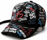 Czapka z daszkiem Graffiti BEJSBOLÓWKA napisy PUNK KR33_Czarny