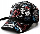 Czapka z daszkiem Graffiti BEJSBOLÓWKA napisy PUNK  KR33_Czarny