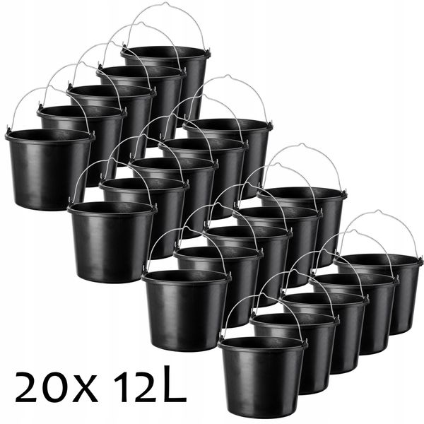 WIADRA PLASTIKOWE BUDOWLANE GOSPODARCZE 12L 20SZT zdjęcie 2