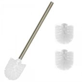 Uniwersalny zestaw zapasowej szczotki toaletowej z 2 główkami do WC biały