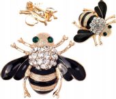 Broszka Owad Złota Osa Pszczoła Cyrkonie Jakość