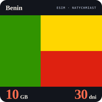 Karta eSIM Internet Benin 10 GB na 30 dni - bez rejestracji