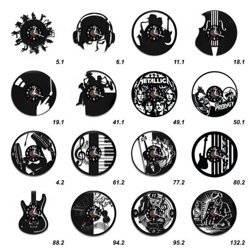 Zegar Ścienny z płyty winylowej na lustrze MUZYKA  48 wzorów 59x29 cm na Arena.pl