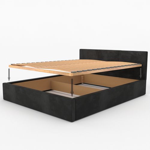 ŁÓŻKO TAPICEROWANE DO SYPIALNI 120x200 ŁÓŻKO PODWÓJNE Z POJEMNIKIEM CZARNE na Arena.pl