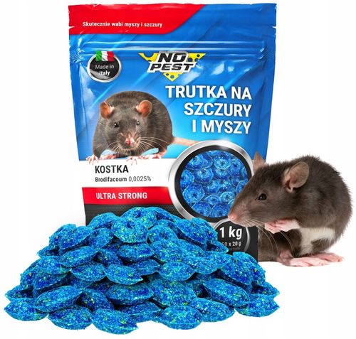 TRUTKA NA SZCZURY I MYSZY NO PEST BRODIFAKUM 1KG KOSTKA ULTRA MOCNA na Arena.pl