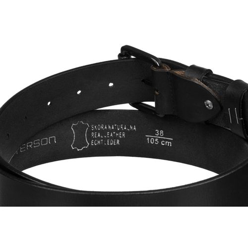 czarny, skórzany pasek męski z tradycyjną klamrą - peterson 105 na Arena.pl